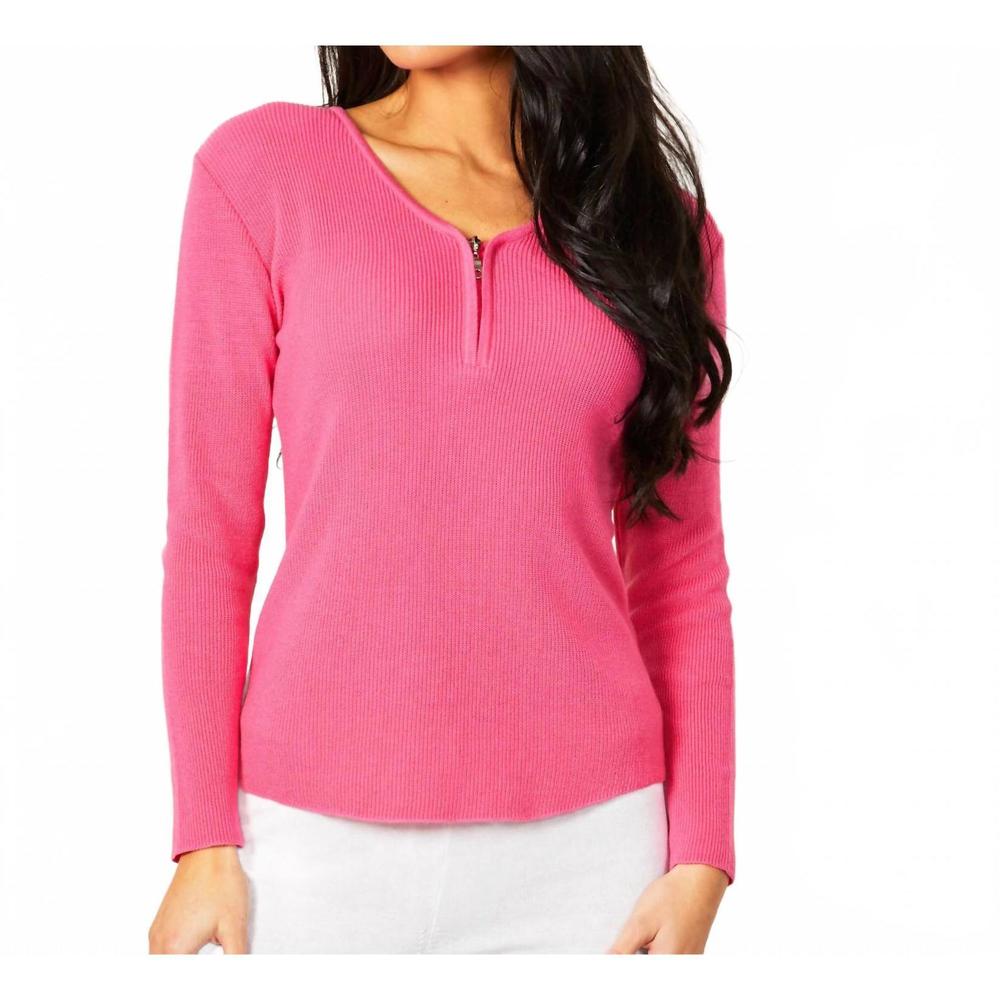 NEW ANGEL APPAREL zip v-neck top in petal